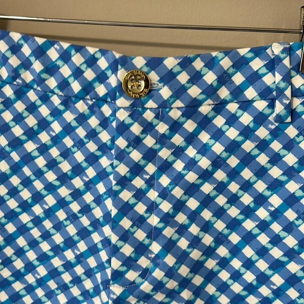 Lilly Pulitzer Gretchen High Rise Short Boca Blue Double Checking Sz 4 NEW